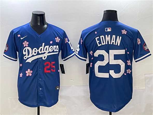 Men%27s Los Angeles Dodgers #25 Tommy Edman Royal 2025 Tokyo Series Limited Stitched Jersey